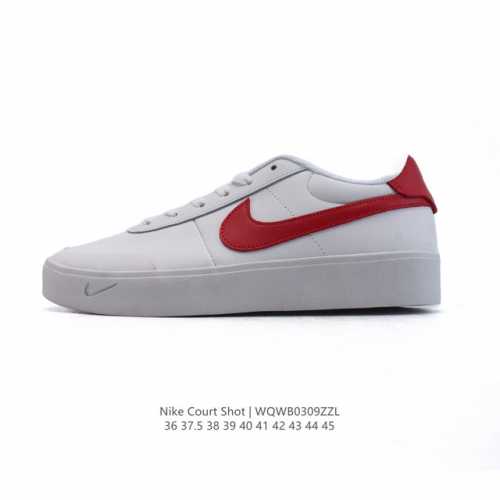 新品 耐克 Nike Court Shot 男女子运动鞋春季透气轻便经典白昼 潮流 嘻哈 百搭 防滑 低帮 板鞋 Fq8146#拒绝沉闷黑白 质感满满的皮革鞋面