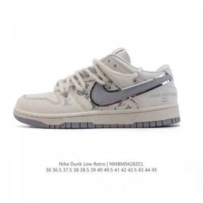 耐克 Nike Dunk Low Retro 运动鞋复古板鞋2025年新款 解构绑带 双鞋带 路易威登联名，作为 80 年代经典篮球鞋款，起初专为硬木球场打造，