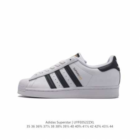 公司级 阿迪达斯 Adidas Superstar 三叶草经典贝壳头系列 新款休闲板鞋潮流男女士运动鞋 。鞋面柔软皮革材质 标志性的贝壳鞋头，锯齿三条纹，简约的 - 点击图像关闭
