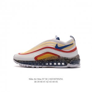 Nike 耐克 Nike Air Max 97 Futura 气垫缓震跑步鞋 厚底增高百搭运动鞋。以织物材料以及皮革材质搭配而成 鞋侧的走线部分做了一个解构的处