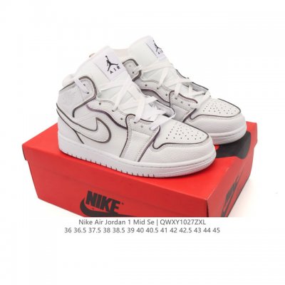 耐克 Nike Air Jordan 1 Mid 男女子篮球鞋时尚轻盈板鞋Aj1乔1运动鞋 乔丹一代 高帮复古休闲篮球鞋 。Air Jordan 1 Mid 搭