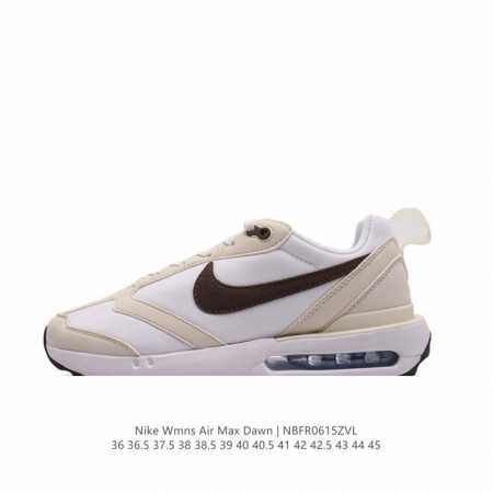 耐克 Nike Air Max Dawn 黎明系列 低帮气垫百搭休闲运动慢跑鞋，从配色上彰显出浓厚的复古气质。最大的亮点当属鞋型设计上加入结构元素，汲取1984 - 点击图像关闭