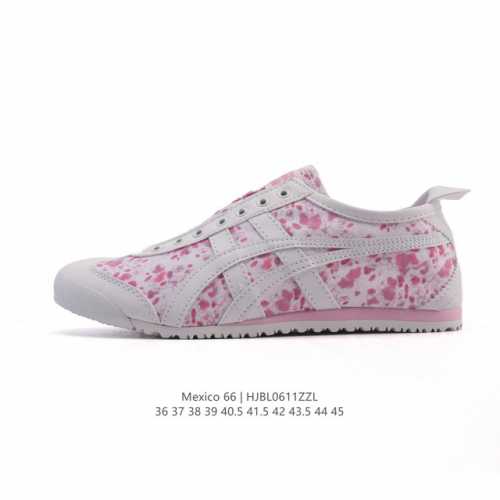 真标 亚瑟士 Onitsuka Tiger Mexico 66 Slip On 鬼冢虎复古时尚 舒适透气帆布织物鞋面耐磨防滑 休闲运动跑步鞋 虎底采用磨耐防橡滑