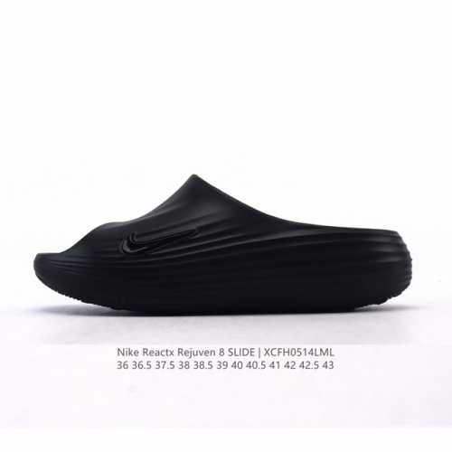 新品 耐克 Nike Reactx Rejuven8 Slide 沙滩拖鞋 露趾拖鞋 一体成型 一脚蹬 厚底增高休闲柔软回弹耐磨踩屎感透气凉拖鞋 25夏季新款轻