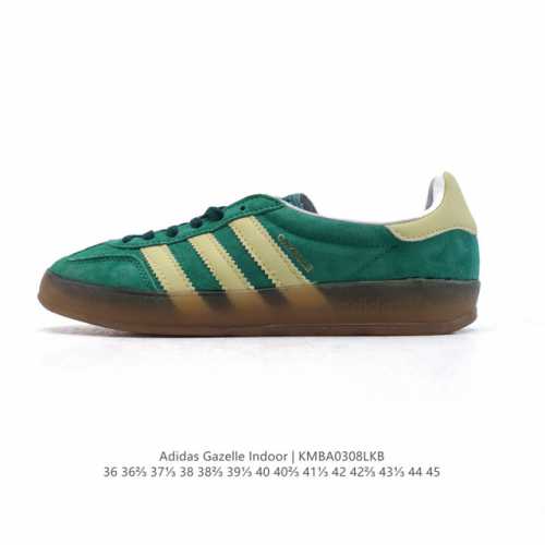 120 阿迪达斯 Adidas Originals Gazelle Indoor复古三叶草防滑透明橡胶板鞋经典运动鞋。这款经典鞋,忠于原版设计,缀撞色三条纹和鞋