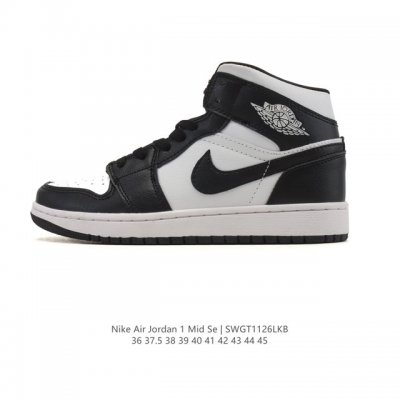 耐克 Nike Air Jordan 1 Mid 男女子篮球鞋时尚轻盈板鞋Aj1乔1运动鞋 乔丹一代 高帮复古休闲篮球鞋 。Air Jordan 1 Mid 搭