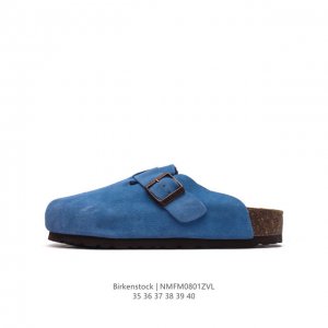 德国百年知名鞋履品牌 博肯birkenstock Boston Vl 勃肯绒面金属针扣软木底包头拖鞋 牛皮绒面革质地柔软 搭配可调节鞋扣提升穿着舒适度 人体工学