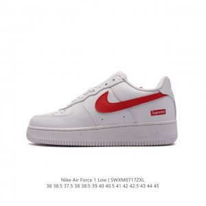 耐克supreme X Nike Air Force 1 Low 空军一号低帮af1联名supreme纯白红标板鞋，原楦头原纸板，打造纯正空军版型。专注外贸渠道