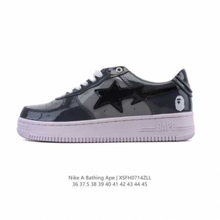 Bathing Ape 安逸猿 男女同款气垫运动鞋复古板鞋 升级原楦原纸版数据开发，采用超软皮革鞋面材质，内置全掌Air Sole气垫定制联乘，日本里原宿潮流品 - 点击图像关闭