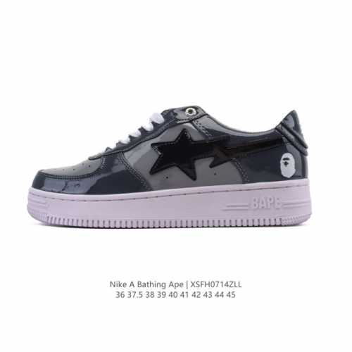 Bathing Ape 安逸猿 男女同款气垫运动鞋复古板鞋 升级原楦原纸版数据开发，采用超软皮革鞋面材质，内置全掌Air Sole气垫定制联乘，日本里原宿潮流品