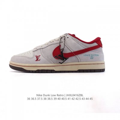 真标 耐克Nike Dunk Low 板鞋 Sb系列经典百搭休闲运动板鞋 路易威登联名。加厚鞋舌的填充，使舒适性大大提升，同时也更方便穿脱中底部分则加入了脚感柔