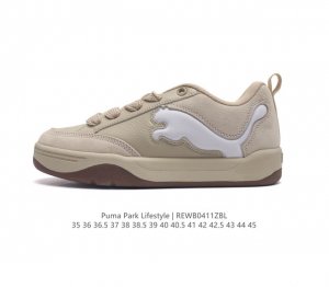 Puma 彪马 男女运动板鞋，原楦原纸版开发版型，采用环保皮革组合鞋面材质，外置耐磨橡胶大底蕾哈娜同系面包鞋太好看了！彪马puma Park Lifestyle