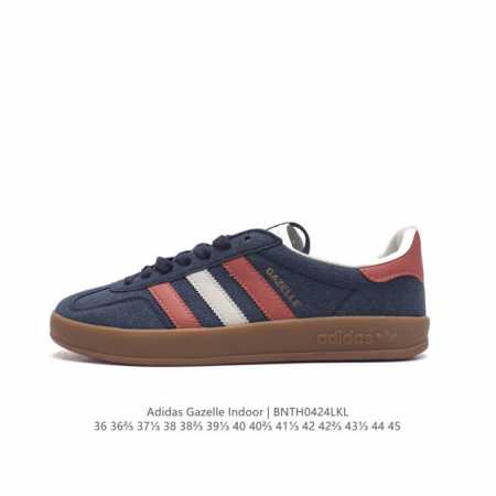 阿迪达斯 Adidas Originals Gazelle Indoor 复古三叶草防滑透明橡胶板鞋经典运动鞋。这款经典鞋,忠于原版设计,缀撞色三条纹和鞋跟饰片 - 点击图像关闭
