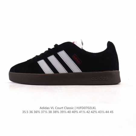 阿迪达斯 Adidas Vl Court Classic Shoes 运动休闲板鞋德训鞋 T头鞋 这款Adidas经典运动鞋，以经典造型塑就百搭风格。灵感源自A - 点击图像关闭