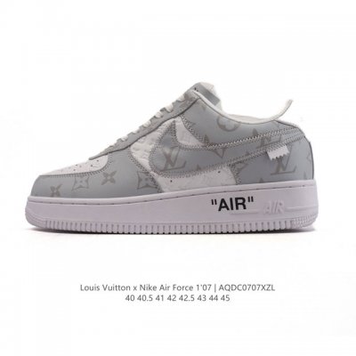 公司级 Louis Vuitton X Nike Air Force 1 Low 路易威登联名 耐克 空军一号 Af1 低帮百搭休闲厚底增高运动板鞋。柔软、弹性