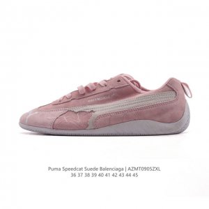 puma 彪马 X Balenciaga巴黎世家 Speedcat 系列运动鞋 薄底鞋 牛皮绒面革 圆头做旧磨损 低帮 生活休闲鞋，极速赛车系列 复古运动休闲跑
