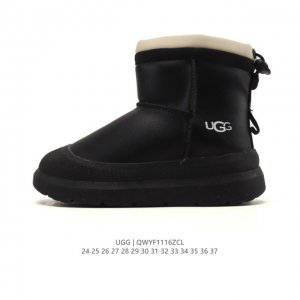 童鞋 真标Ugg 雪地靴 复古儿童高帮板鞋 潮流靴子 皮毛一体 厚底增高马丁靴 原单纽姆在原来的基础上加上复古拼色；经典回归，演绎着Z时代青年人生；行走的时尚风