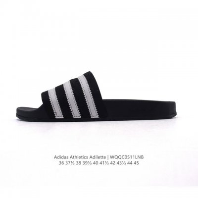 阿迪达斯 Adidas Athletics Adilette 防滑耐磨 轻便透气 沙滩拖鞋 简约 防水 舒适百搭一字 休闲拖鞋 游泳凉拖鞋 一脚蹬子采用经典的3
