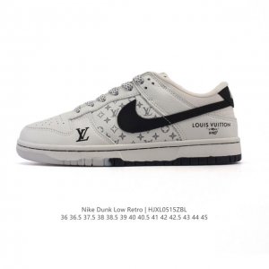 公司级 耐克 Nike Dunk Low Retro 运动鞋复古板鞋 路易威登联名 作为 80 年代经典篮球鞋款 起初专为硬木球场打造 后来成为席卷街头的时尚标