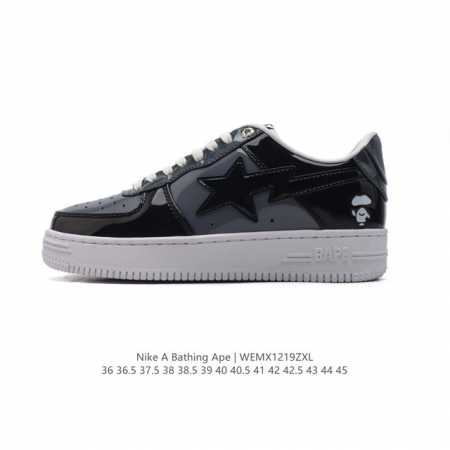 A Bathing Ape 安逸猿 男女同款运动鞋复古板鞋 升级原楦原纸版数据开发，采用超软皮革鞋面材质，内置全掌air Sole气垫定制联乘，日本里原宿潮流品 - 点击图像关闭