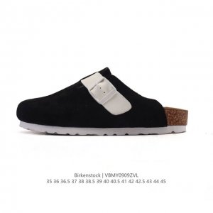 德国百年知名鞋履品牌 勃肯Birkenstock Boston Suede Shearling 波士顿系列休闲凉拖鞋 低帮牛皮绒面革复古软木底包头露跟休闲拖鞋，