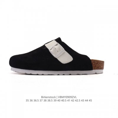 德国百年知名鞋履品牌 勃肯Birkenstock Boston Suede Shearling 波士顿系列休闲凉拖鞋 低帮牛皮绒面革复古软木底包头露跟休闲拖鞋，