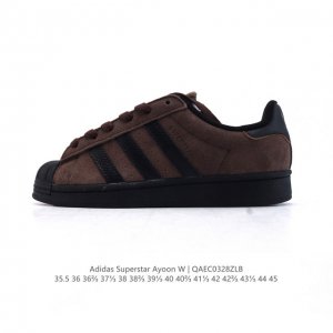 140 阿迪达斯 Adidas Superstar Ayoon W 三叶草运动鞋经典贝壳头板鞋 时尚男女鞋 。皮革鞋面材质 标志性的贝壳鞋头，锯齿三条纹，简约的