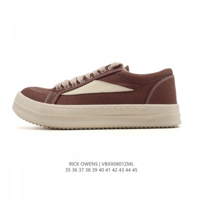公司级 Rick Owens 复古百搭 时尚 舒适透气 耐磨 休闲鞋 市售最高版本 Rick Owens 瑞克 欧文斯 粗鞋带 低帮高街休闲运动板鞋 原鞋开发