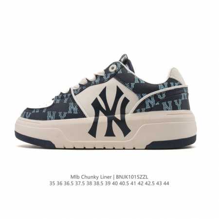 Mlb Chunky Liner Basic 人气单品学长鞋系列轻量增高厚底百搭休闲运动板鞋，皮革拼接男女轻便胶鞋 高级街头休閒品牌鞋。Mlb Chunky L - 点击图像关闭