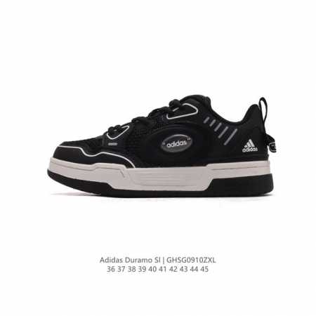 Adidas 阿迪达斯 阿迪达斯adidas Duramo Sl 男女子跑鞋时尚板鞋，选用皮革拼接网材鞋面，质轻而柔软，透气吸汗且防臭。鞋侧饰以经典三条纹作装饰 - 点击图像关闭
