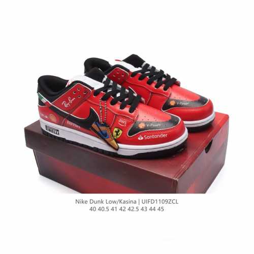 Nike 耐克 采用皮革饰片拼接效果，内置Sole真气垫装置及耐磨橡胶大底街头穿搭，法拉利赛车运动鞋，心动联名韩国最大街头服饰品牌KASINA x Nike D