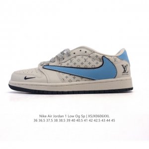 公司级 真标 耐克 Nike Air Jordan 1 Low Og Sp Military Blue Aj1乔1倒勾 路易威登联名2025年新款 蛇年新款 低