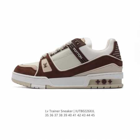 公司级 路易威登 Louis Vuitton Lv路易威登板鞋 时尚运动鞋潮厚底增高男女鞋 浮雕Logo。舒适防滑底和百搭性霸屏整个时尚娱乐圈，细节调整完美主义 - 点击图像关闭