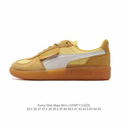 Puma 彪马 Oslo Maja Wn'S 2024年新款厚底增高运动休闲板鞋 复古经典板鞋时尚小白鞋。原楦原纸版开发，采用固色翻毛皮拼接头层牛培皮革鞋面材质 - 点击图像关闭