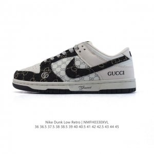 公司级 耐克 Nike Dunk Low Retro 运动鞋复古板鞋 Gucci 联名。 作为 80 年代经典篮球鞋款，起初专为硬木球场打造，后来成为席卷街头的