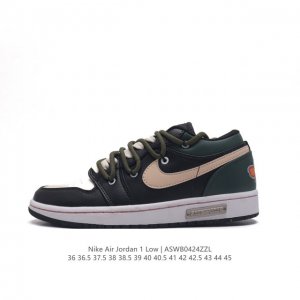 Nike 耐克 原楦原纸版开发版型，采用牛培移膜软皮革材质鞋面，中底注胶孔内置真sole气垫耐克nike Air Jordan 1 Low Gs White B