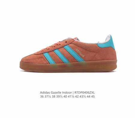 阿迪达斯 Adidas Originals Gazelle Indoor 复古三叶草防滑透明橡胶板鞋经典运动鞋。这款经典鞋,忠于原版设计,缀撞色三条纹和鞋跟饰片 - 点击图像关闭
