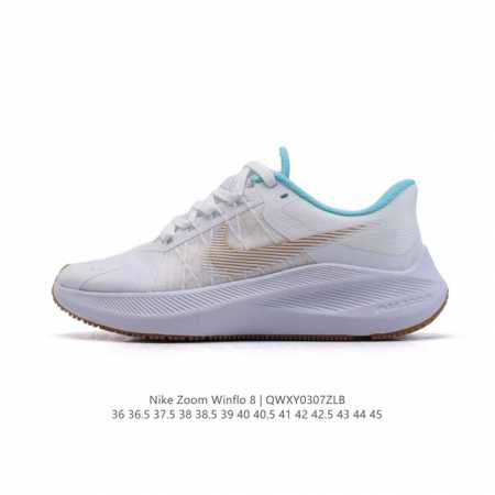 140 耐克 男女鞋 Nike 耐克 Zoom Winflo 8 登月8代 气垫减震飞线透气运动跑步鞋，鞋面在前足部位采用半透明设计结合内层打孔细节，透气舒适。 - 点击图像关闭