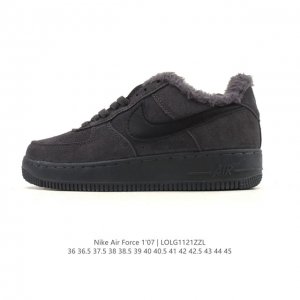 秋冬新款 加绒加厚 耐克 Nike Air Force 1 '07 Low 空军一号含气垫 低帮 小白鞋 百搭厚底增高休闲运动板鞋。柔软、弹性十足的缓震性能和出