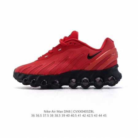 耐克 Nike Air Max Dn8 全掌气垫科技运动跑步鞋Fq7860-005。鞋款采用醒目渐变织物和动态波浪状结构鞋面，搭配黑色中底和外底，以及迷你黑色 - 点击图像关闭
