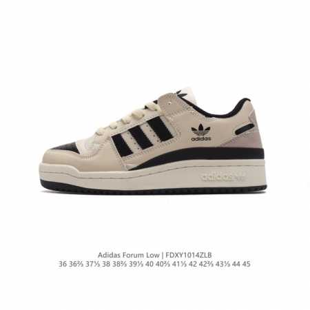 Adidas 阿迪达斯 三叶草 Forum Low 男女运动鞋 摩登演绎篮球风的经典鞋。英文的“Forum”，是进行表达的场所，在这里，可以释放自己的热情，阐述 - 点击图像关闭