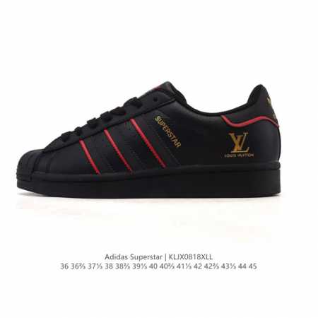 公司级 阿迪达斯 Adidas Superstar 2025年新款鞋子 经典贝壳头系列 新款休闲板鞋潮流男女士运动鞋 。鞋面皮革拼接材质 标志性的贝壳鞋头，简约 - 点击图像关闭