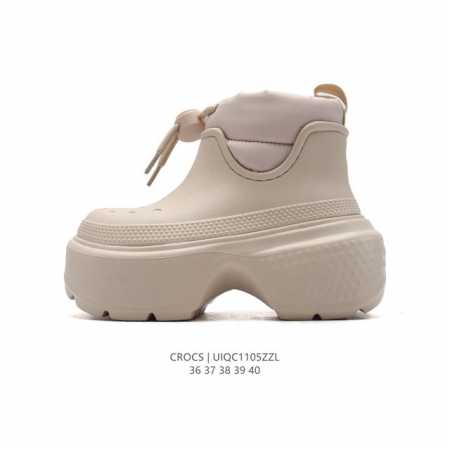 CROCS 卡骆驰 厚底 高跟 圆头 时装靴 抽拉绳 高帮靴子，穿搭博主、时髦精、明星们都喜欢的crocs鞋。这双 Crocs 又要火！网友：侃爷同款巴黎世家平 - 点击图像关闭