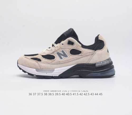 新百伦new Balance 992 复古风格简约经典舒适百搭时尚休闲鞋缓震透气跑步鞋 鞋面采用猪皮革与织物相结合 尼龙网布在拼接工序上极为繁复 彰显质感的同时