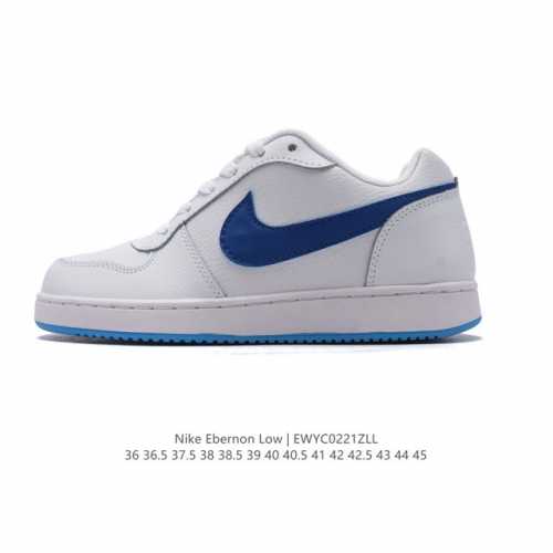 耐克Nike Ebernon Low男女子简版空军复古休闲板鞋运动休闲鞋。采用合成革鞋面，方便清洗，搭配侧面与后跟处的品牌标识，低鞋口设计，赋予脚踝灵活感受，选