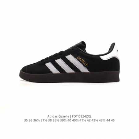 阿迪达斯 Adidas 中性三叶草gazelle系列休闲鞋男女经典运动鞋，鞋身特殊的猪八皮革材质和简单百搭的特点，让 Gazelle 一直活跃在街头。T字鞋头、 - 点击图像关闭