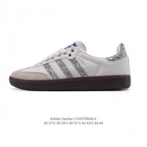 真标 Adidas 阿迪达斯 男女运动鞋 三叶草Sambavegan休闲鞋 德训鞋 复古板鞋经典运动鞋。采用环保设计的焕新Adidas Samba经典鞋, 柔软