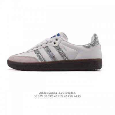真标 Adidas 阿迪达斯 男女运动鞋 三叶草Sambavegan休闲鞋 德训鞋 复古板鞋经典运动鞋。采用环保设计的焕新Adidas Samba经典鞋, 柔软