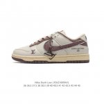 公司级 耐克 Nike Dunk Low 运动鞋复古板鞋，尽情迈步，彰显个性风采。路易威登联名采用柔软皮革鞋面，经久耐穿，塑就如元年款 Dunk 般的复古质感。