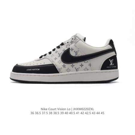 耐克 Nike Court Vision Lo校园风低帮复古篮球板鞋男女运动鞋 路易威登联名。延续80年代复古篮球鞋，添加学院风细节。皮革组合鞋面，利落风格，重 - 点击图像关闭